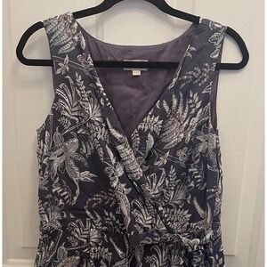 Loft Romper Blue Floral Faux Wrap V Neck Womens 8P Aloha Vacay Beach Resort